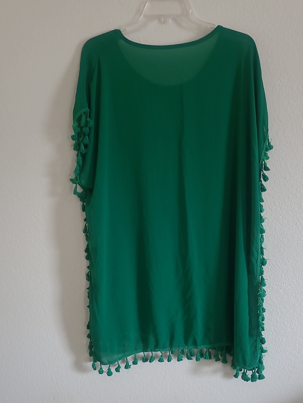 Emerald Green Tassel-Trim Tunic Swim Over OS - Picture 5 of 6